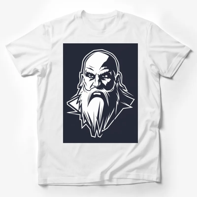 Men's Graphic T-Shirt, White Bearded Man Design, Cool Hipster Style, Streetwear, Casual Wear Male T-Shirt