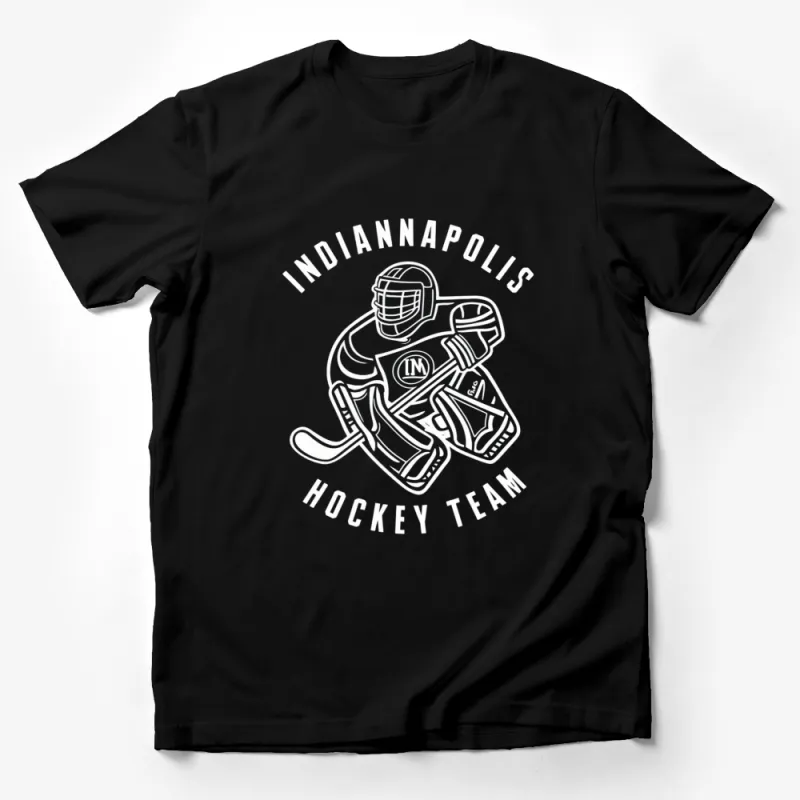 Indianapolis Hockey Team T-Shirt, Black and White Sports Fan Apparel, Ice Hockey Graphic Tee, Unisex Male T-Shirt