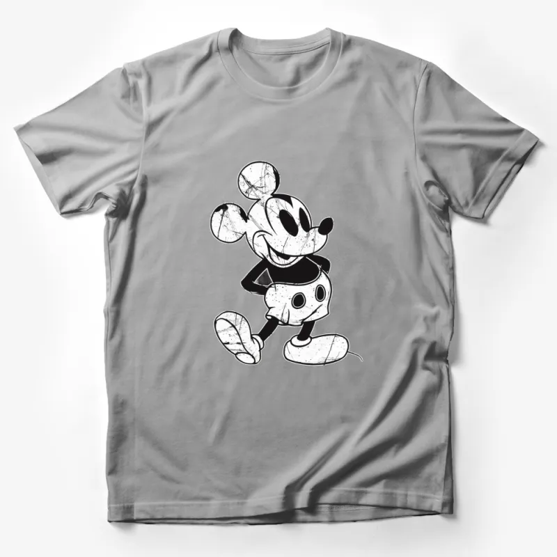 Vintage Cartoon Mouse T-Shirt, Classic Grunge Style Graphic Tee, Unisex Fashion Male T-Shirt