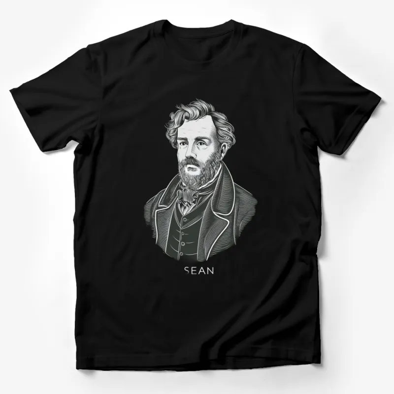 Vintage Style Gentleman Portrait T-Shirt, Classic Monochrome Art, Men's Fashion Tee, Unique Illustrated Shirt Male T-Shirt