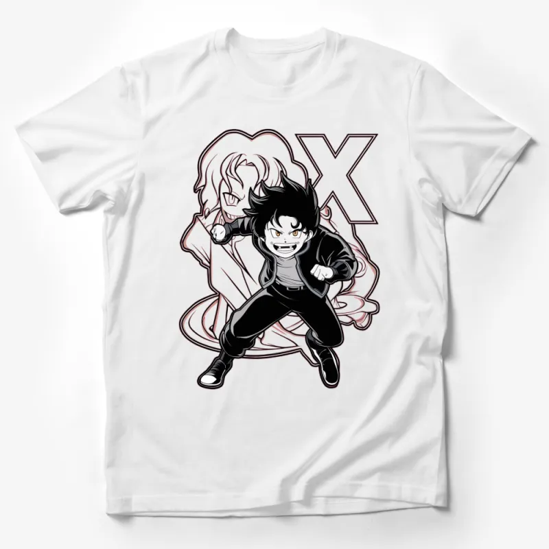 Anime Duo Character T-Shirt, Unique Manga Style Tee, Black and White Graphic Tee, Unisex T-Shirt Male T-Shirt