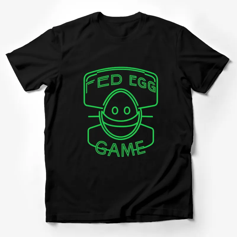 Trendy Green Line Art Egg Game Graphic T-Shirt, Unisex Casual Tee, Unique Egg Character Design Top Male T-Shirt