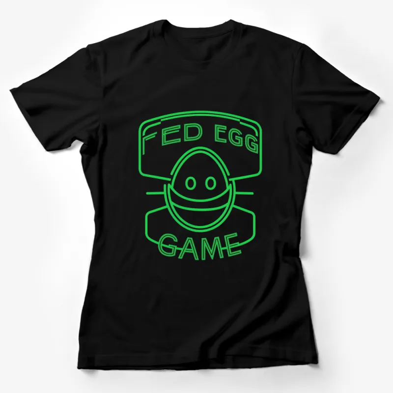 Trendy Green Line Art Egg Game Graphic T-Shirt, Unisex Casual Tee, Unique Egg Character Design Top Female T-Shirt