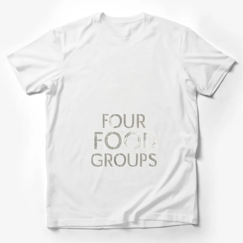 Funny Christmas Elf T-Shirt, Four Food Groups, Festive Holiday Tee, Black and White Unisex Shirt Male T-Shirt