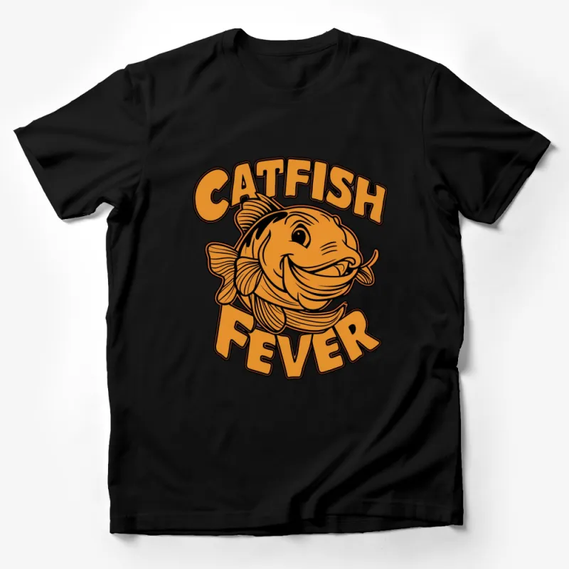 Catfish Fever Fishing T-Shirt, Funny Fisherman Tee, Graphic Orange Fish Shirt, Unique Gift for Anglers Male T-Shirt