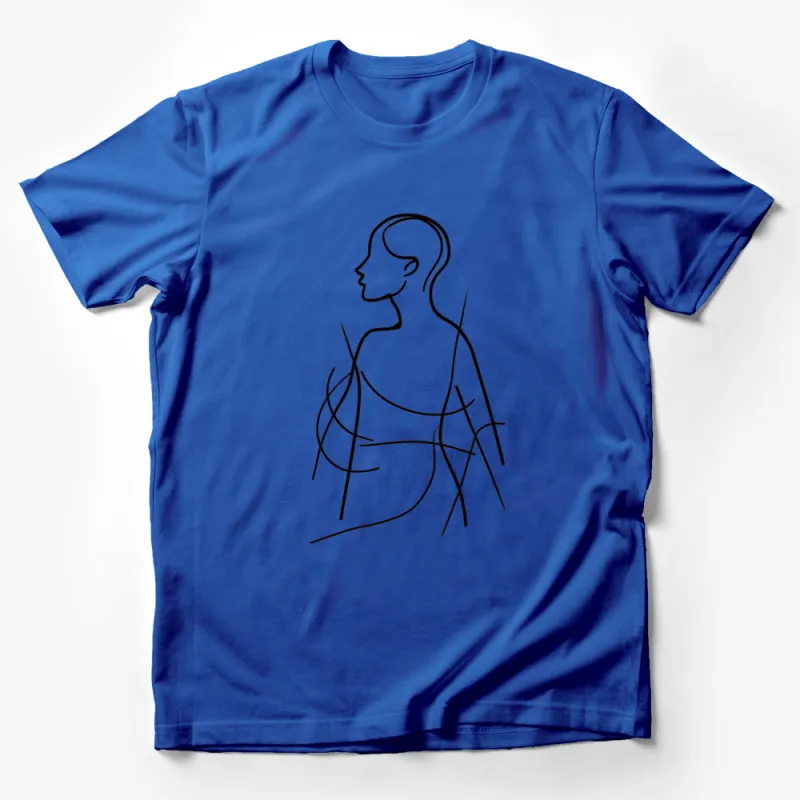 Minimalist Line Art T-Shirt, Abstract Female Silhouette, Elegant Casual Wear Male T-Shirt