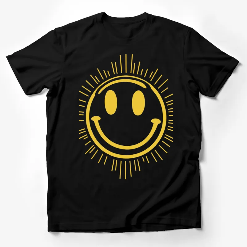 Yellow Smile Face Sunshine Graphic Tee, Happy Face Summer T-Shirt, Unisex Casual Sunshine Top Male T-Shirt