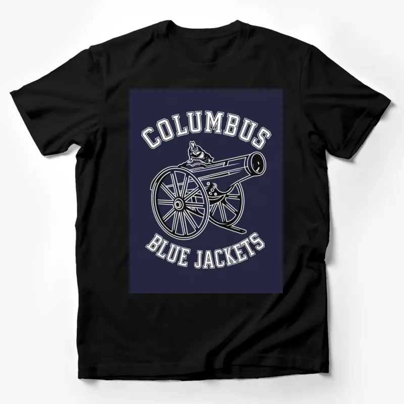 Columbus Blue Jackets Cannon Navy T-Shirt, Hockey Fan Apparel, Sports Team Graphic Tee Male T-Shirt