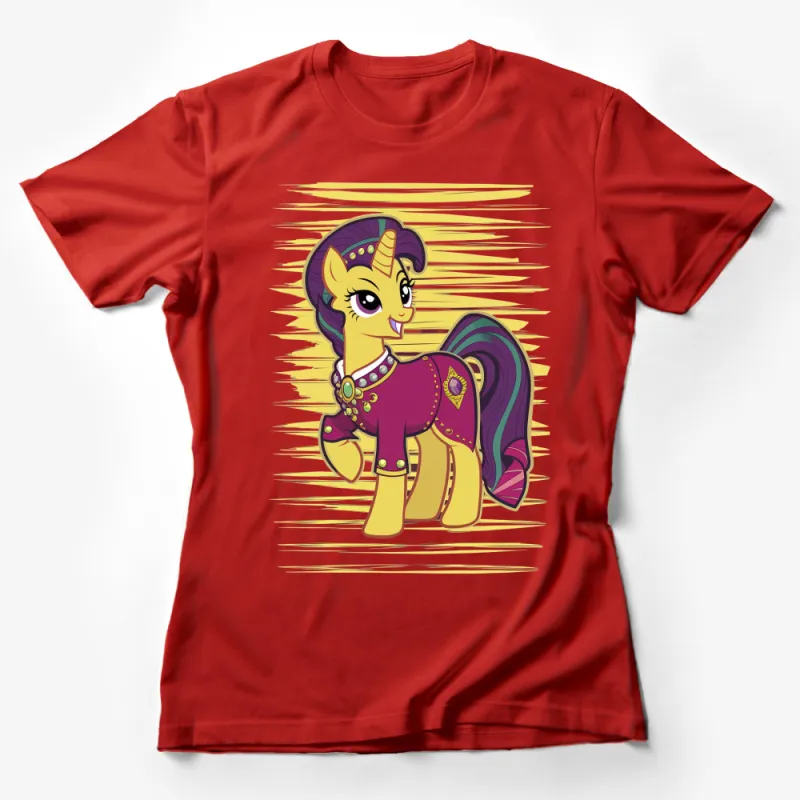 Colorful Unicorn Cartoon Graphic Tee, Girls Fantasy T-Shirt, Kids Colorful Magical Animal Shirt Female T-Shirt