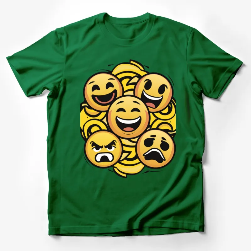 Happy Sad Angry Emojis T-Shirt, Funny Emoji Faces Tee, Unisex Emoji Party Shirt Male T-Shirt