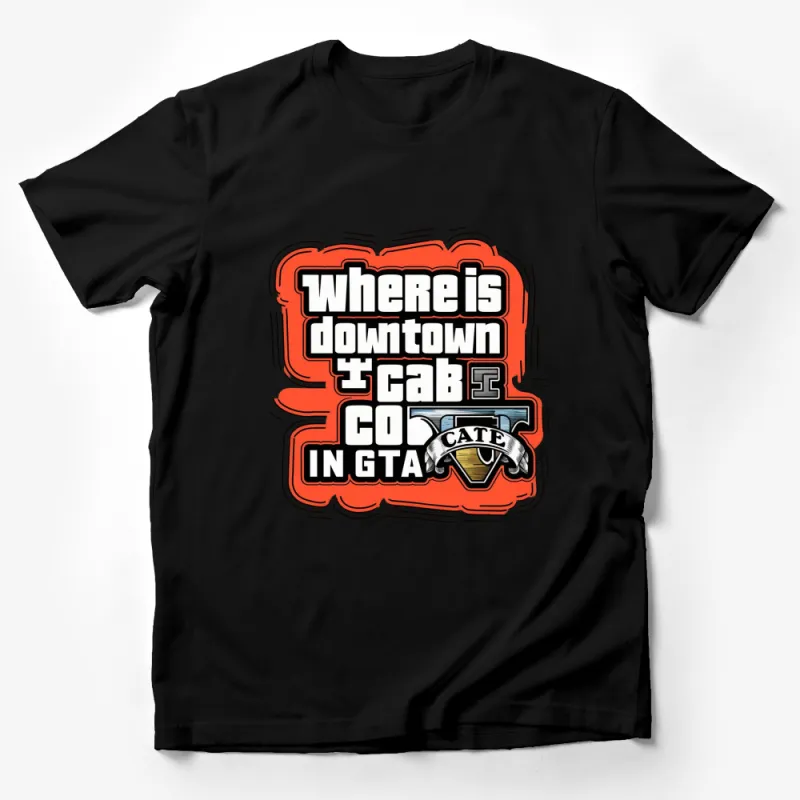 Downtown Cab Co T-Shirt GTA Themed, Unique Graphic Gaming Inspired Tee, Unisex Video Game Apparel Male T-Shirt