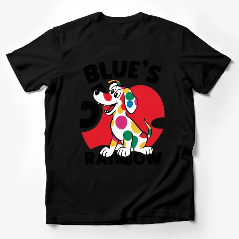 Blue's Rainbow Vintage Cartoon Dog T-Shirt, Colorful Retro Graphic Tee, Fun Apparel for All Male T-Shirt