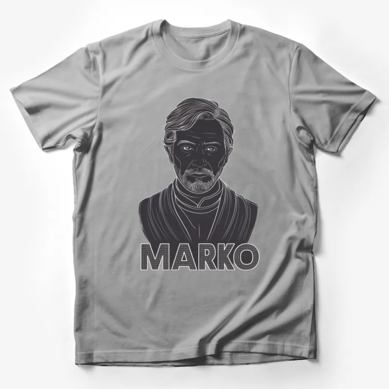 Vintage Inspired Marko Graphic T-Shirt, Classic Black and White Portrait Tee, Unique Artistic Men's Clothing Male T-Shirt