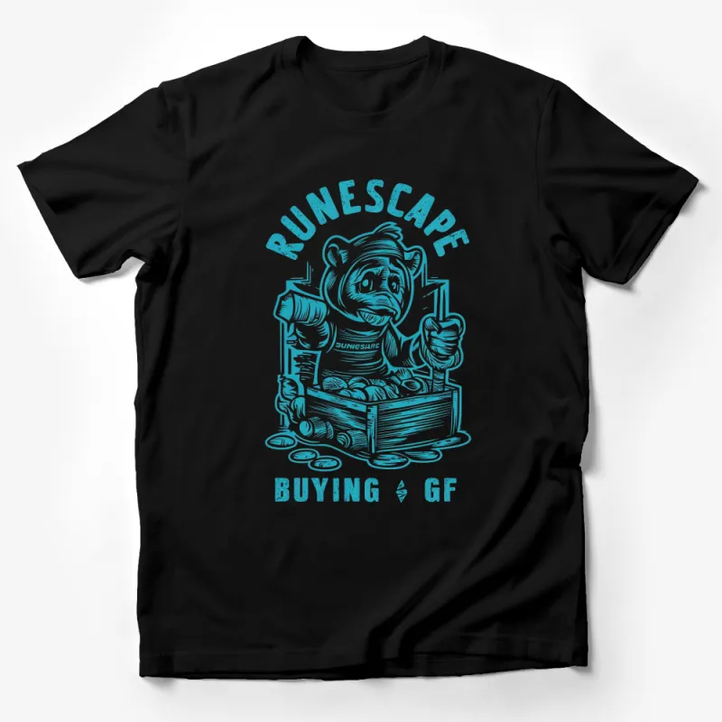 RuneScape Buying GF Meme T-Shirt, Retro Gamer Gift, Cool Blue Graphic Tee Male T-Shirt