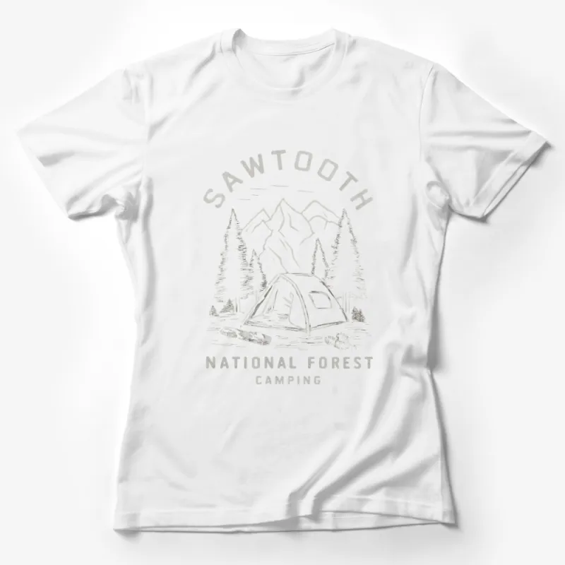 Sawtooth National Forest Camping T-Shirt, Mountain Landscape Tee, Outdoor Adventure Graphic Shirt Female T-Shirt