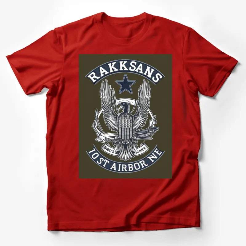 Vintage Military Eagle Logo T-Shirt, Rakksans 101st Airborne Graphic Tee, Patriotic Casual Wear Male T-Shirt