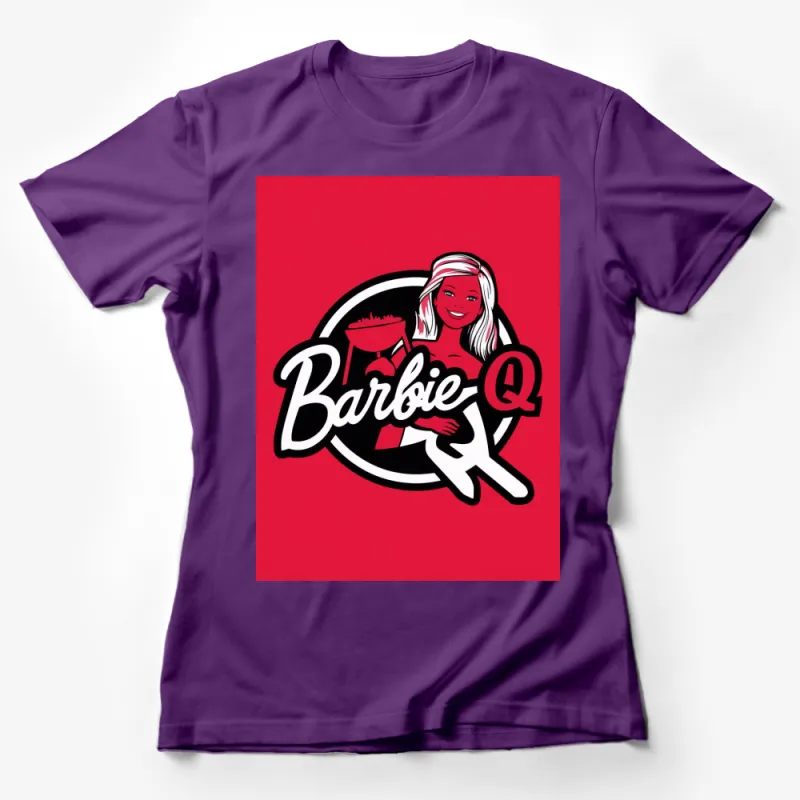 Barbie Q Graphic T-Shirt, Vintage Cartoon Style Red Tee, Fun BBQ Party Fashion Top, Unique Summer Casual Wear Female T-Shirt