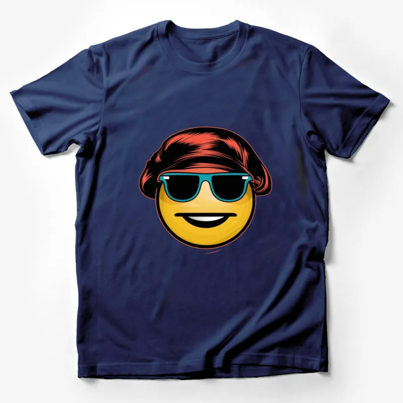 Cool Emoji Face with Sunglasses and Red Beret T-Shirt, Unisex Graphic Tee, Fun Summer Casual Shirt Male T-Shirt