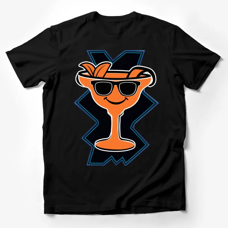 Funky Orange Cocktail Glass with Sunglasses T-Shirt, Summer Beach Party Tee, Unique Graphic Shirt for Men and Women Male T-Shirt