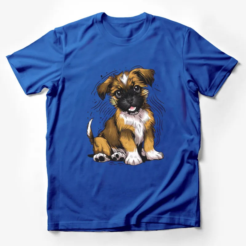 Adorable Puppy Graphic T-Shirt, Cute Dog Illustration Tee, Pet Lover Gift, Unisex Shirt Male T-Shirt