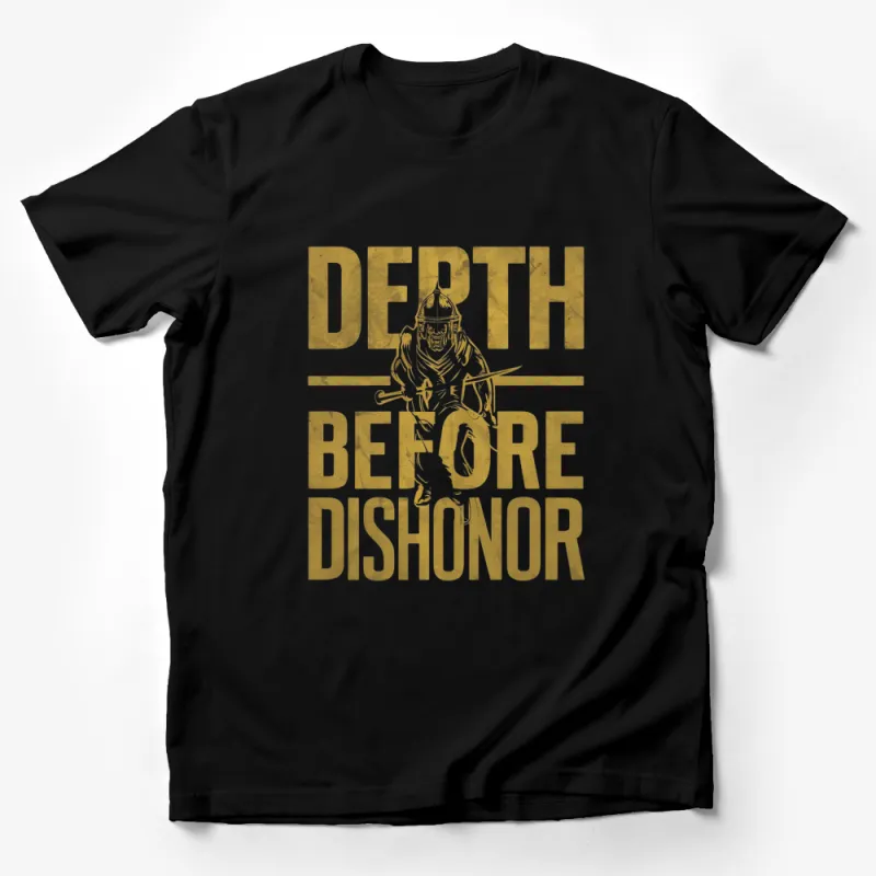 Spartan Warrior Death Before Dishonor Quote T-Shirt, Golden Print, Historical Warrior Tee Male T-Shirt