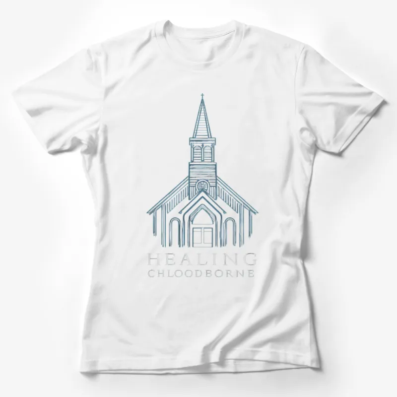 Architectural Church Line Art T-Shirt, Minimalistic Healing Chloodborne Design, Unique Graphic Tee Female T-Shirt