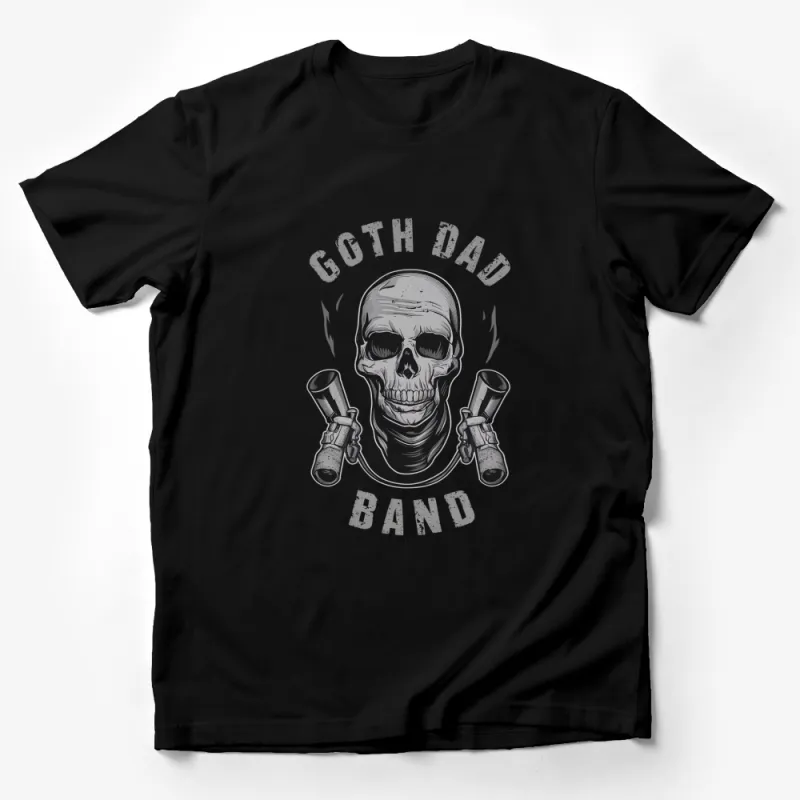 Goth Dad Band T-Shirt, Skull and Pistols Graphic Tee, Unique Rock Music Shirt for Men, Gift for Dad Male T-Shirt