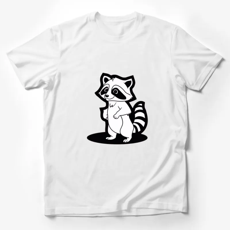 Cute Raccoon Graphic T-Shirt, Black and White Animal Design, Unisex Tee for All Ages, Casual Wear Male T-Shirt