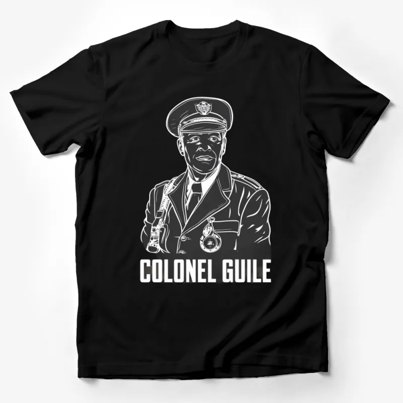 Colonel Guile Military Graphic T-Shirt, Vintage Style Officer Tee, Black and White, Men's Fashion, Casual Wear Male T-Shirt