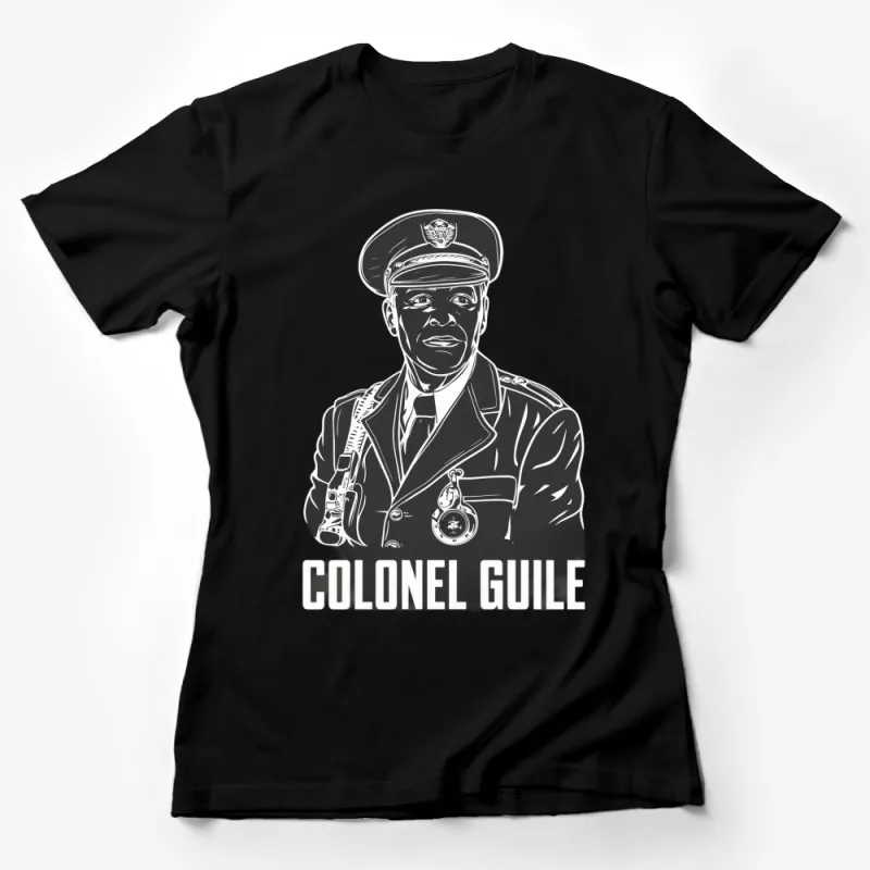 Colonel Guile Military Graphic T-Shirt, Vintage Style Officer Tee, Black and White, Men's Fashion, Casual Wear Female T-Shirt