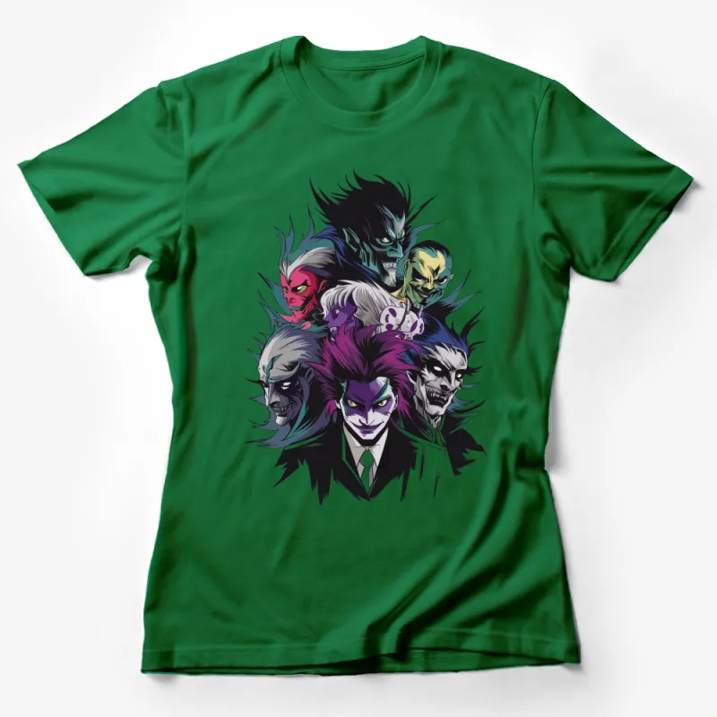 Villain Faces T-Shirt, Colorful Comic Book Characters, Men's and Women's Graphic Tee, Unique Superhero Art, Trendy Casual Wear Female T-Shirt