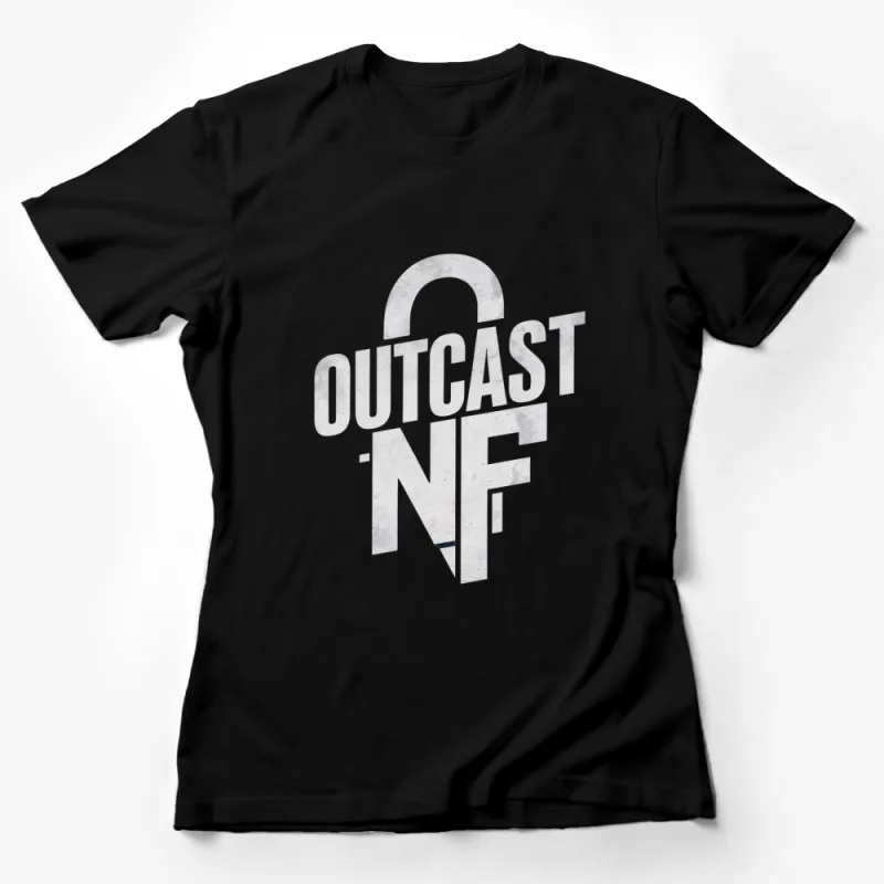 Outcast NF Bold Text Black T-Shirt, Urban Streetwear Style Graphic Tee, Unisex Fashion Top Female T-Shirt