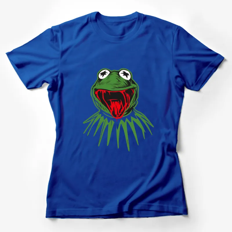 Funky Green Frog T-Shirt, Unique Animal Graphic Tee, Bold Red Tongue, Unisex Shirt Design for All Female T-Shirt