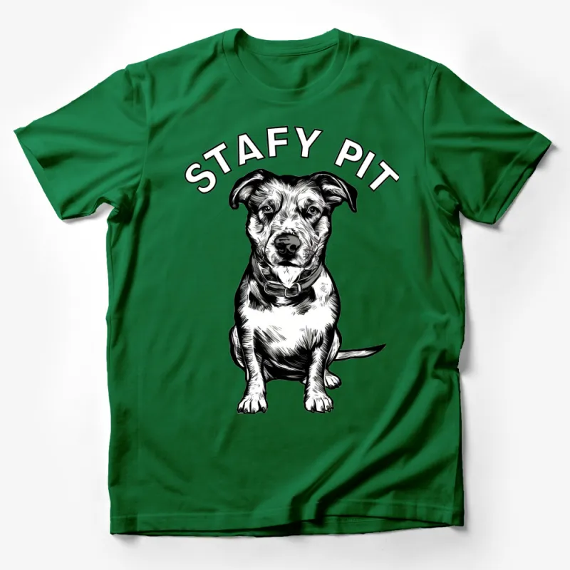 Cute Pitbull Dog T-Shirt, Black and White Graphic Tee, Trendy Animal Lover Gift, Unisex Male T-Shirt