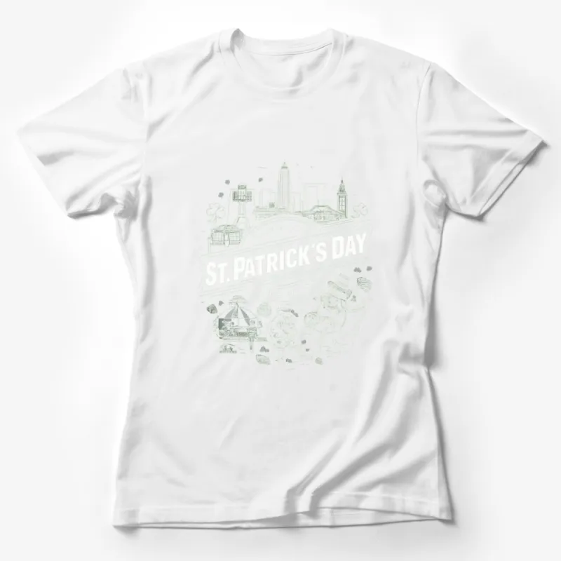 St. Patrick's Day Raleigh NC Themed T-Shirt, Unique Sketch Art, Irish Celebration, Unisex Tee Female T-Shirt