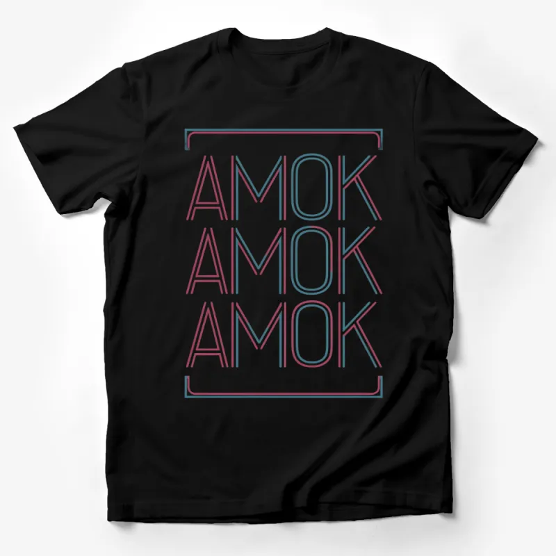 Amok Amok Amok Graphic T-Shirt, Bold Text Design, Vintage Style Tee Male T-Shirt