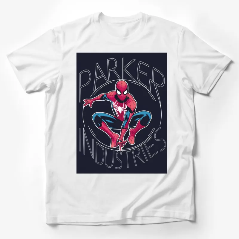 Parker Industries Spider-Man T-Shirt, Cool Superhero Graphic Tee, Unique Spider Design, Gift for Comic Fans Male T-Shirt