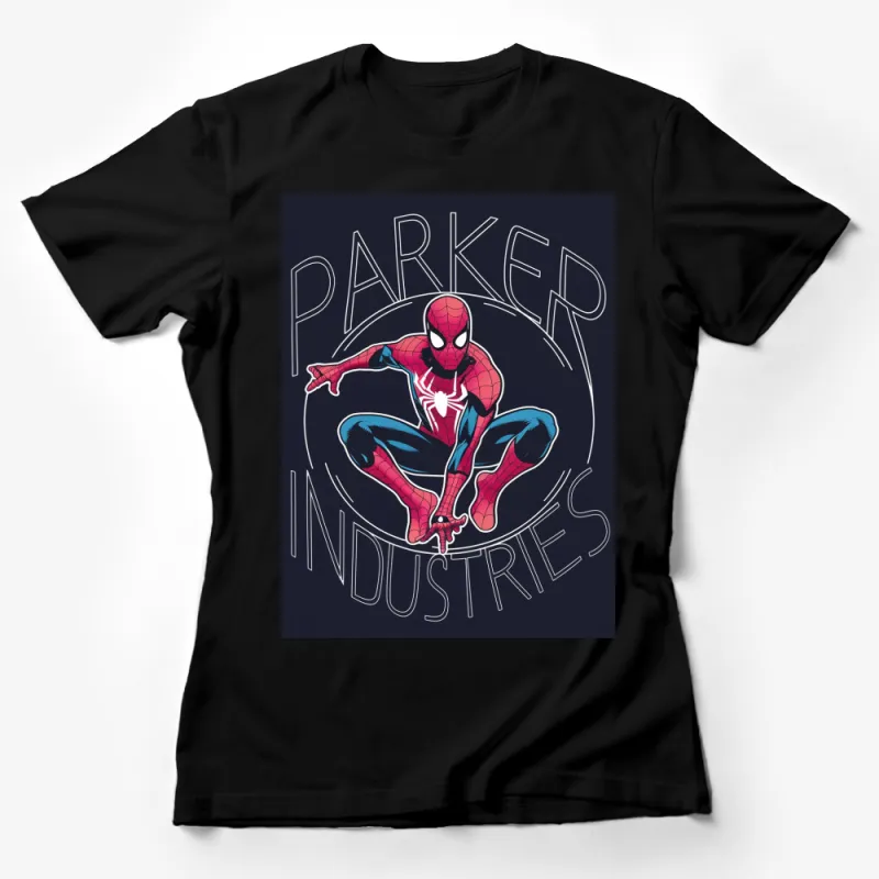 Parker Industries Spider-Man T-Shirt, Cool Superhero Graphic Tee, Unique Spider Design, Gift for Comic Fans Female T-Shirt