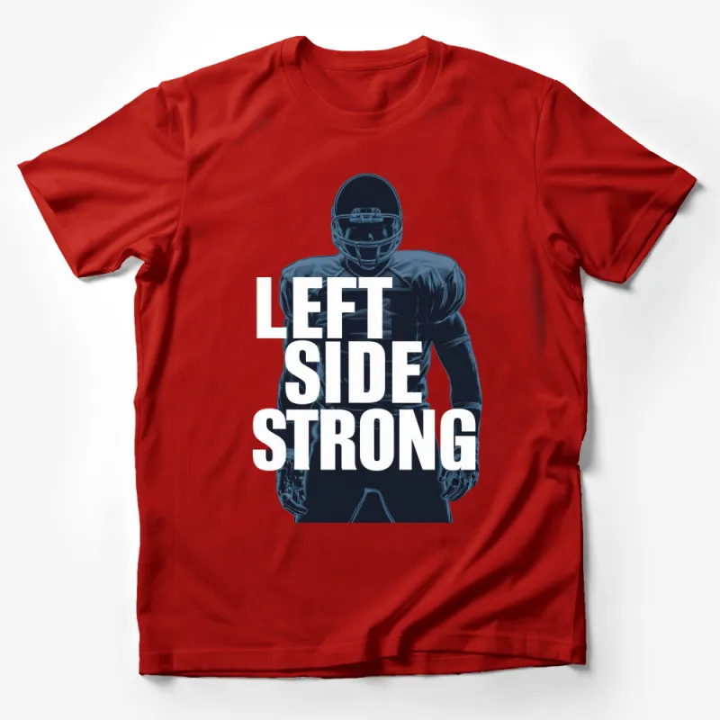 Football Player T-Shirt Left Side Strong Blue Silhouette Athletic Tee Male T-Shirt