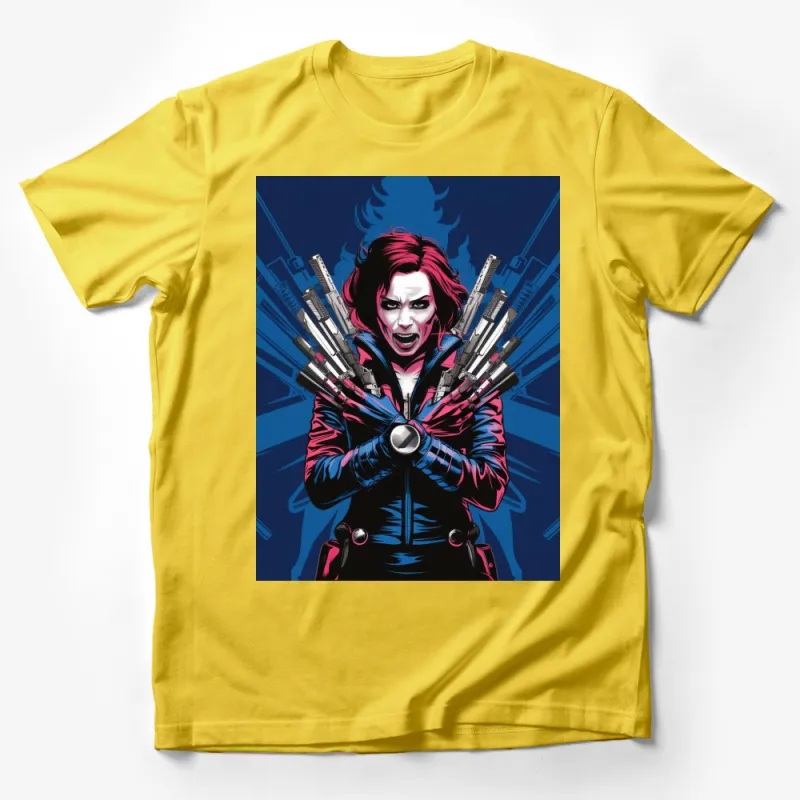 Comic Style Female Hero T-Shirt, Bold Graphic Tee, Unique Superhero Pop Art Shirt Male T-Shirt