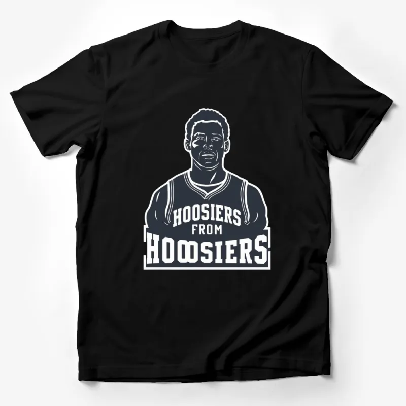 Retro Hoosiers Basketball Fan T-Shirt, Vintage Sports Graphic Tee, Unisex Black and White Shirt Male T-Shirt