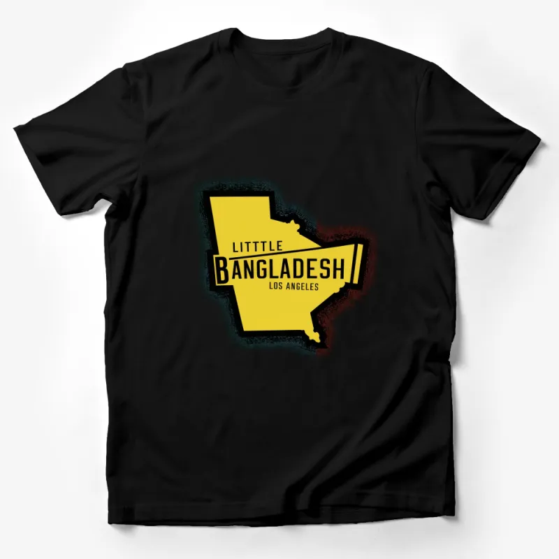 Little Bangladesh Los Angeles Map T-Shirt, Unique City Pride Fashion, Yellow and Black Graphic Tee, Urban Streetwear Male T-Shirt