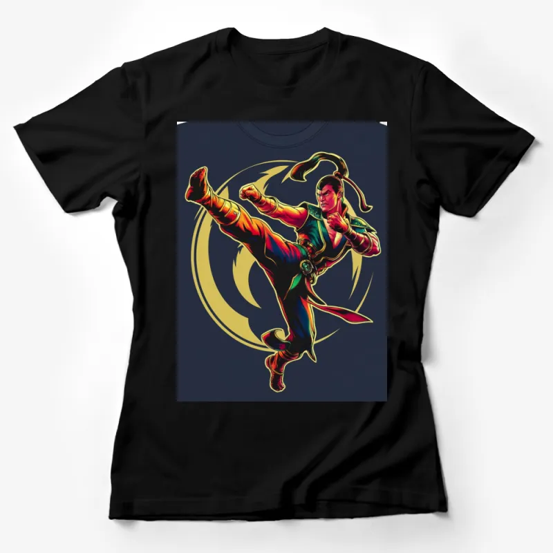 Men's Martial Arts Fighter T-Shirt, Colorful Kung Fu Graphic Tee, Athletic Casual Wear Female T-Shirt