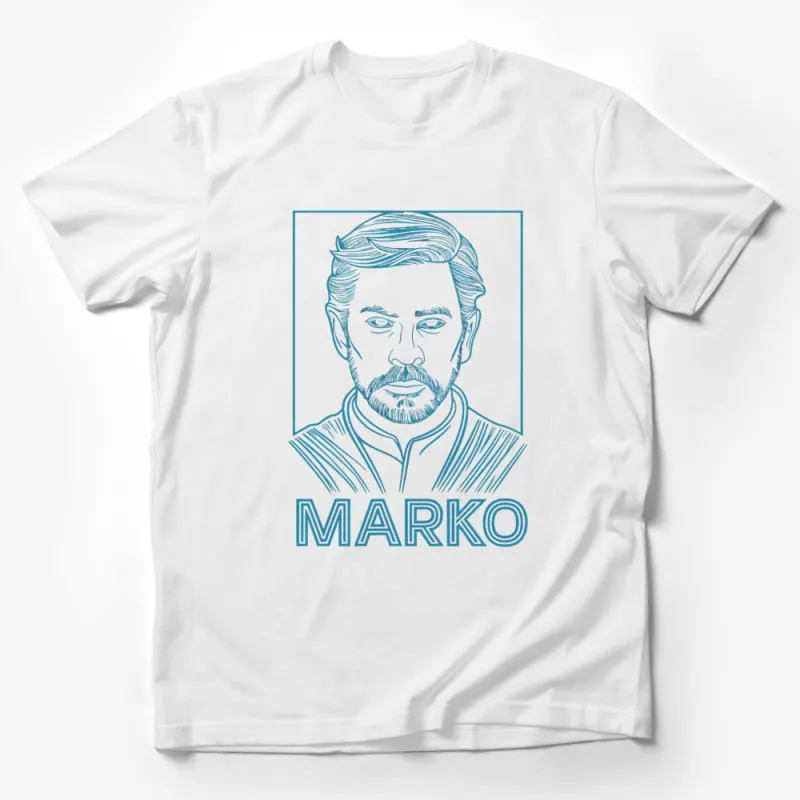 Vintage Style Marko Portrait T-Shirt, Hipster Line Art Men's Tee, Unique Graphic Face Design Clothing Male T-Shirt