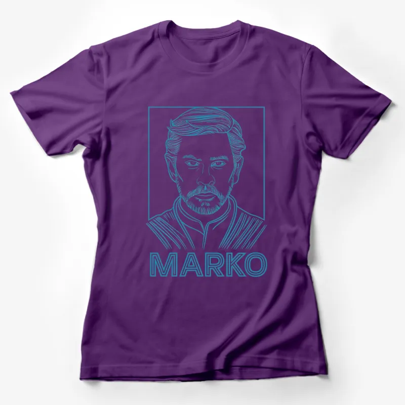 Vintage Style Marko Portrait T-Shirt, Hipster Line Art Men's Tee, Unique Graphic Face Design Clothing Female T-Shirt