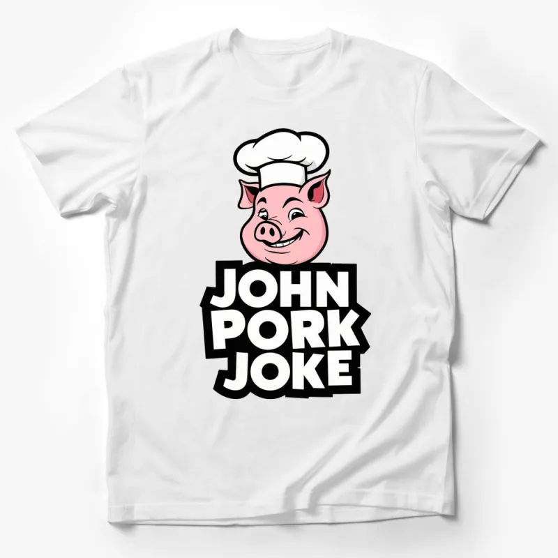 Funny Chef Pig T-Shirt, John Pork Joke, Cartoon Pig Graphic Tee, Humor Cooking Shirt Male T-Shirt