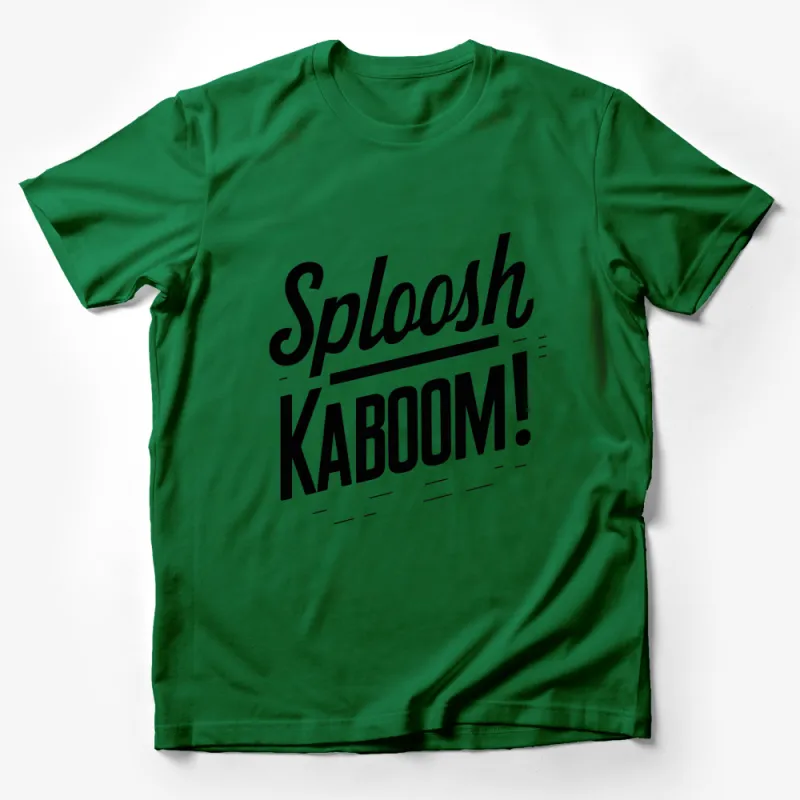 Sploosh Kaboom Comic Sound Effect T-Shirt, Black and White Graphic Tee, Fun Casual Shirt Male T-Shirt