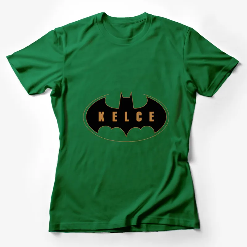 Custom Kelce Batman Logo T-Shirt, Black and Gold, Superhero Fan Gear, Unique Graphic Tee, Personalized Gift Female T-Shirt