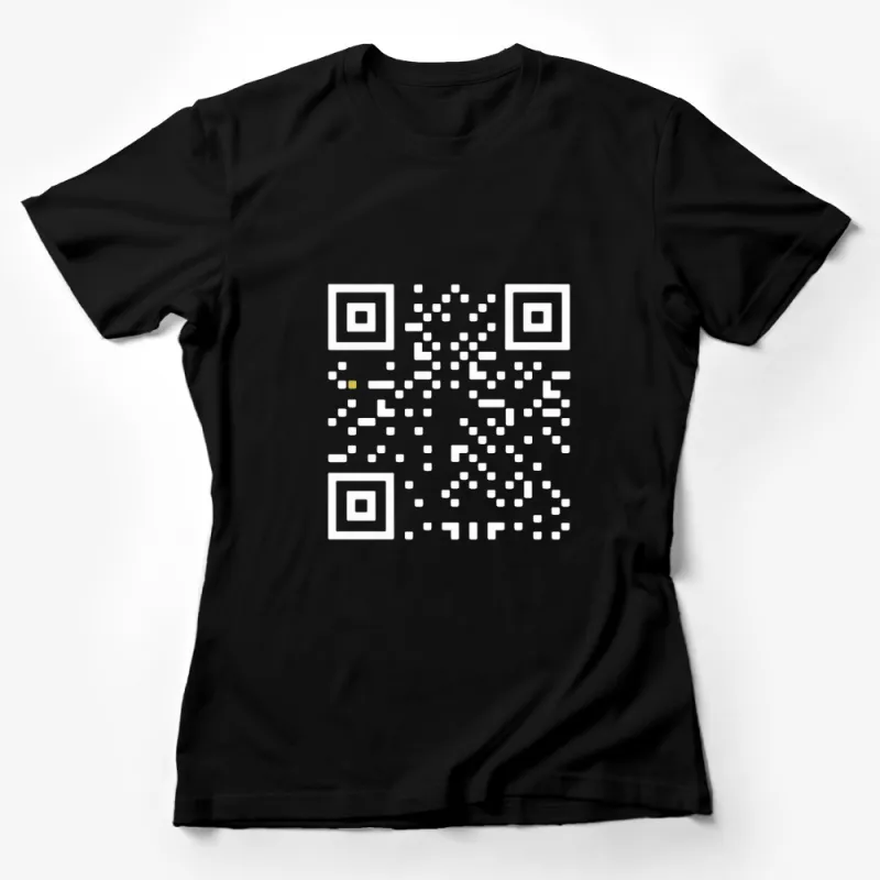 Abstract QR Code Design T-Shirt, Unique Geometric Black and White Tee, Modern Tech Fashion, Unisex Apparel Female T-Shirt