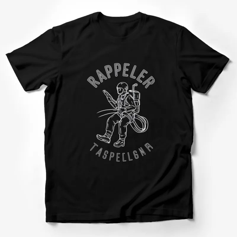 Vintage Rappeler T-Shirt, Unique Explorer Graphic Tee, Adventure Climbing Shirt, Stylish Outdoor Apparel Male T-Shirt